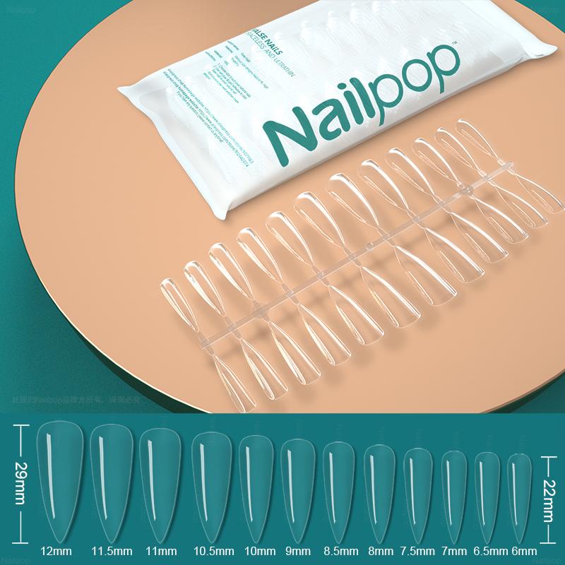 Nailpop Transparent Fake Nail Acrylic Tips Press On Nails Coffin Traceless and Ultrathin False Nails Accessories Tools 120pcs