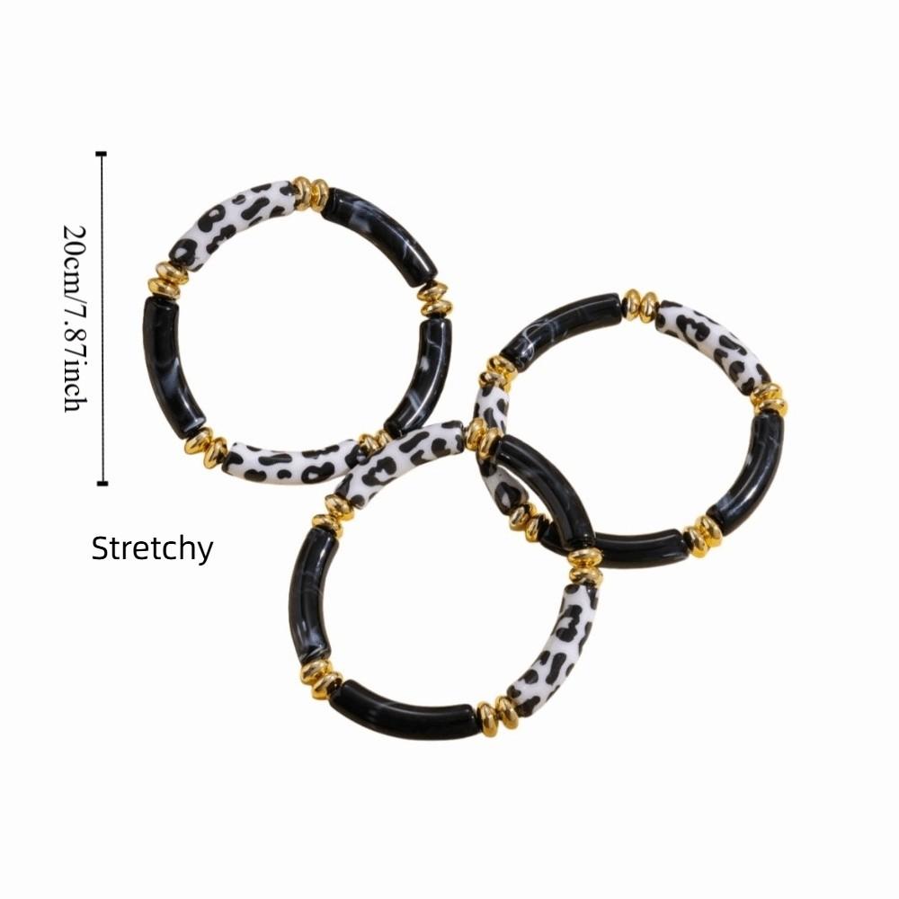 Leopard Print Leopard Acrylic Bracelets Acrylic Curved Tube Bangle Boho Acrylic Bracelets  Girls
