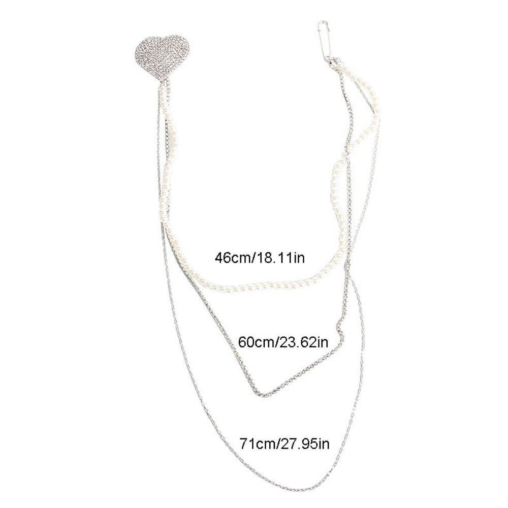 Long Chain Rhinestone Chain Pin Minimalist Style Trouser Fastener Punk Tassel Chain Brooch Jewelry