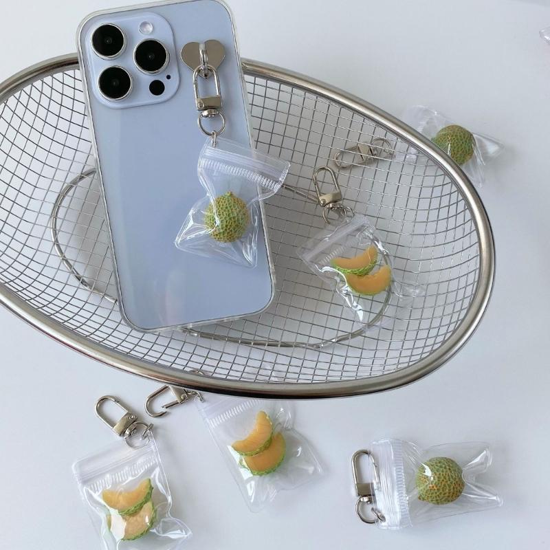 Hamimelon Handmade Keychain For Phone Keys Jewelry Accessory Fruit Pendant Keyring for Men Women Handbag Accessories