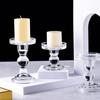 Elegant Candlestick Set Clear Glass Taper Pillar Candle Holders for Wedding Romantic Dinner Party 3pcs