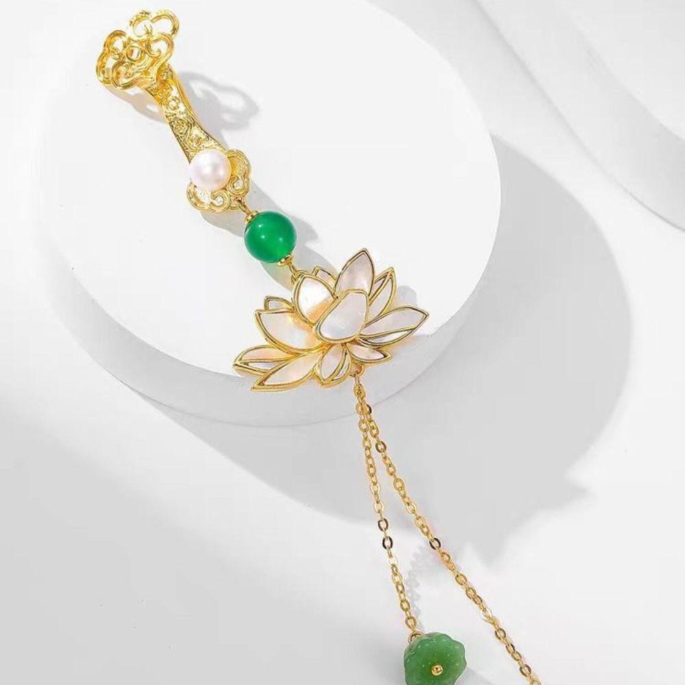 Long Tassel Women Hanfu Ornament Zinc Zinc Alloy Retro Lotus Brooch Chinese Style Brooch  Decoration