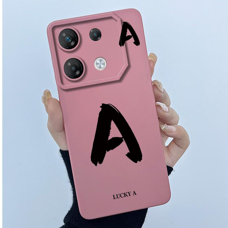 For Infinix GT 10 Pro X6739 Phone Case Lucky Initial Letter Matte Soft Silicone Shell For InfinixGT 10Pro GT10 Pro Cover Casing