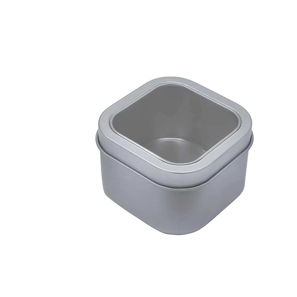 WestKaiba 6-Piece Set Tin Can Mini Box with Lid, Silver, Transparent, Square Container for Small Items, Storage, Sundries, Silver