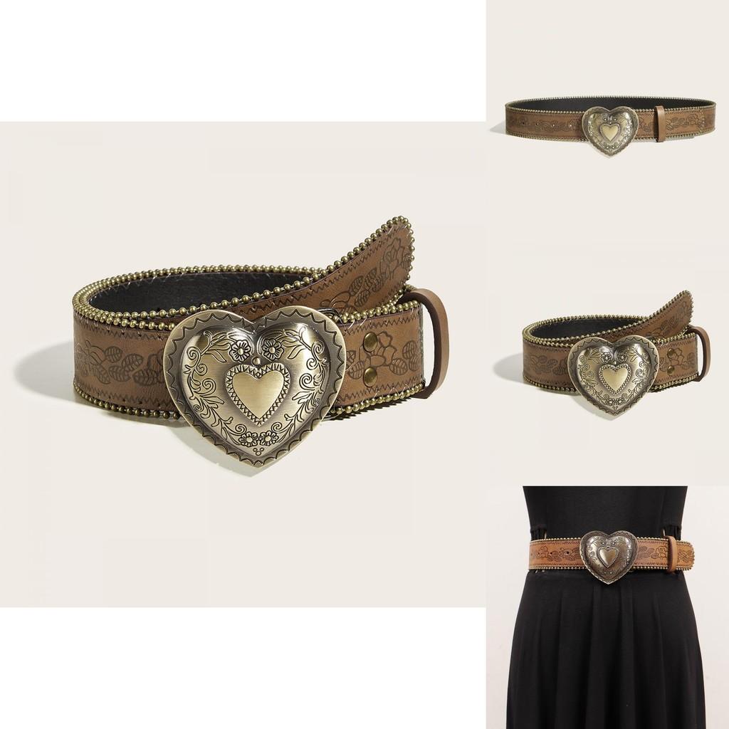 Style Pu Leather Belt With Alloy Snap Closure And Retro Rivet Detail For Youth Fashion