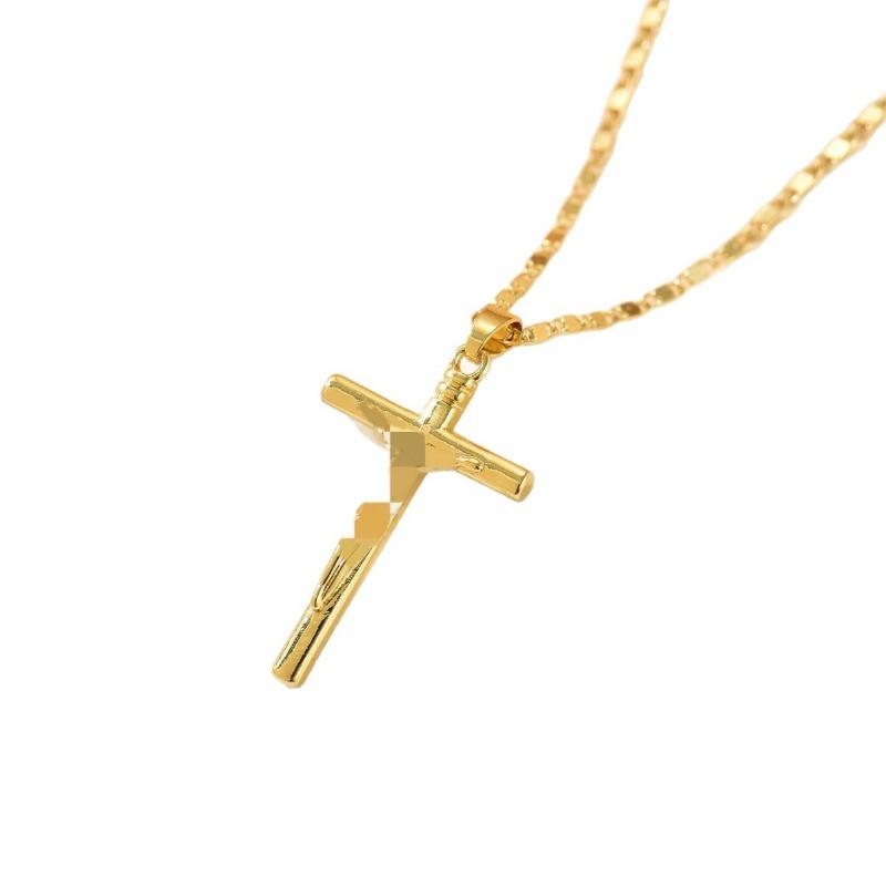 Women Elegant Cross Pendant Copper Necklace Fashion Daily Jewelry