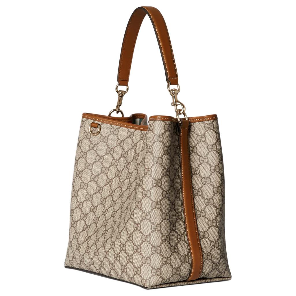 GUCCI GG Emblem GG Monogram Coated Fabric Shoulder Bag, Crossbody Bag, Handbag Small Women's Beige & Dark Brown 815103-FAD6L-9758