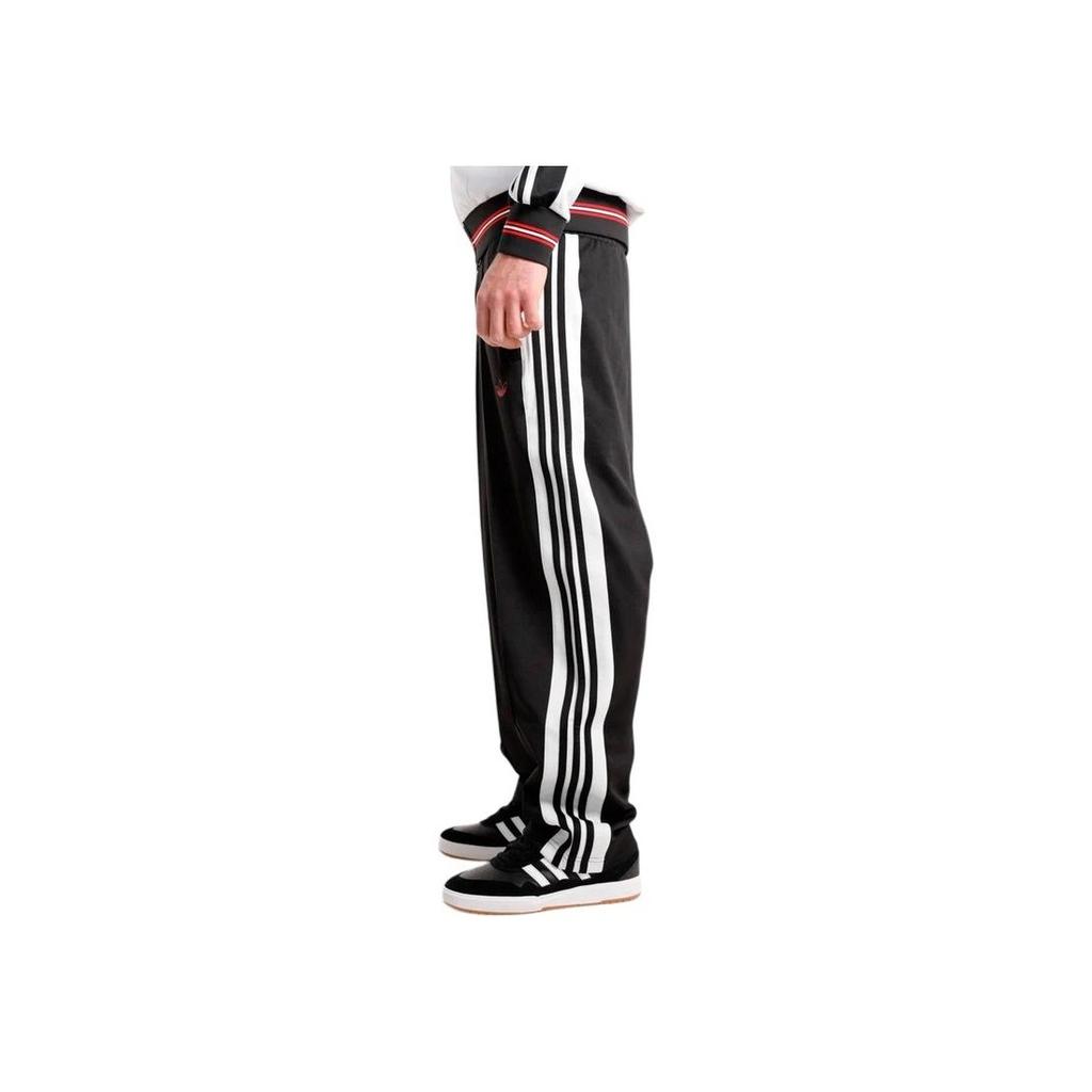 Adidas Originals SS25 Classic Sports Series Striped Retro Comfortable Soft Lace-Up Straight Leg Casual Pants Unisex Bottoms Black JP1165