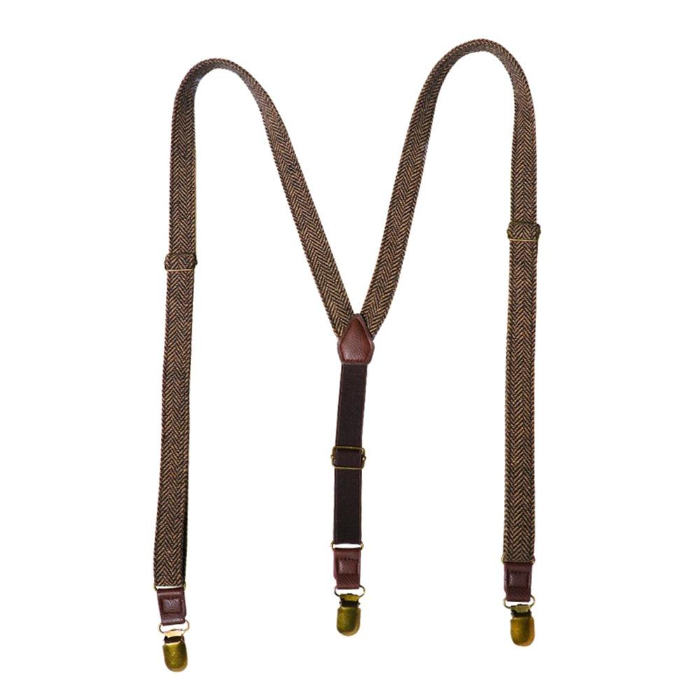 Elastic Strap Y-Type Suspenders 4 Clips Stripe Suspenders Fashion Metal Clip Suspenders Gift Idea