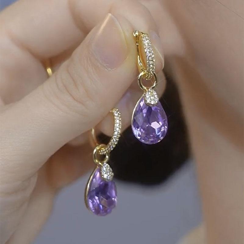 2025 Trendy Blue Water Drop Crystal Ear Cuffs: Stylish Summer Earrings