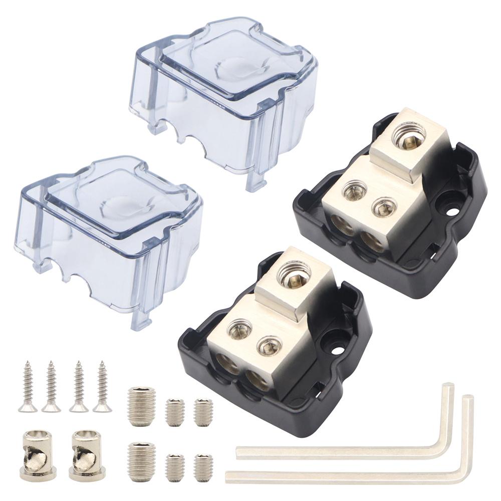 2Pcs Car Audio Amp Power Ground Distribution Block 4 Gauge Input 8 Gauge Output