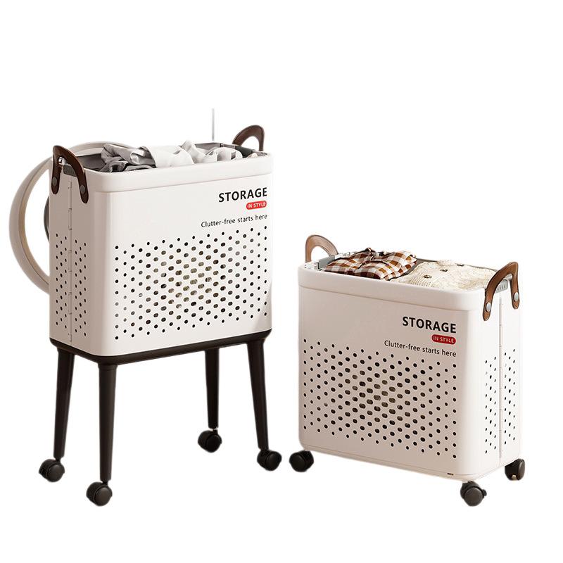 Foldable with Wheels Dirty Clothes Storage Basket Household Dirty Clothes Basket Toilet Dirty Clothes Basket Clothes Bath Laundry Basket