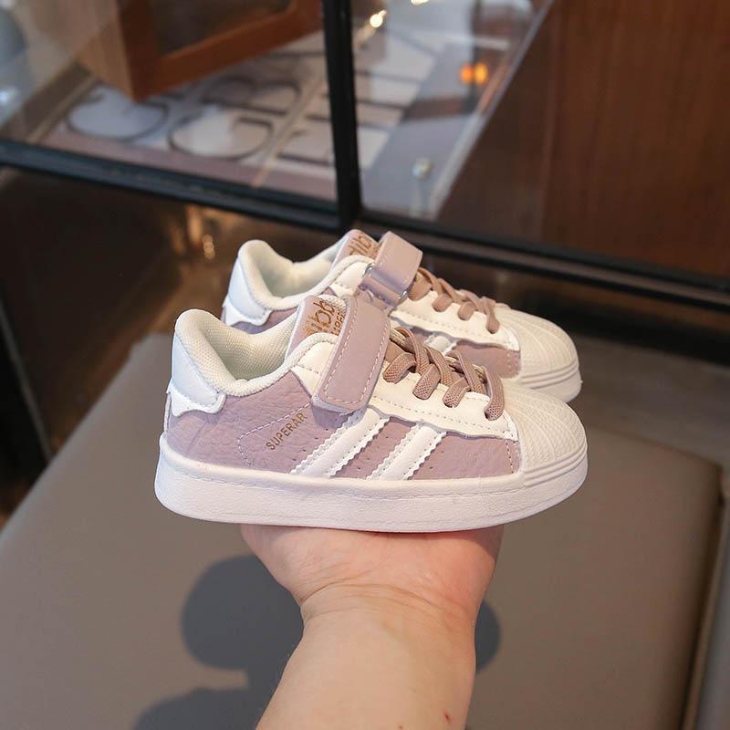 

Children s white shoes 2025 autumn new girls shell head casual board shoes soft-soled boys sneakers baby shoes 26
