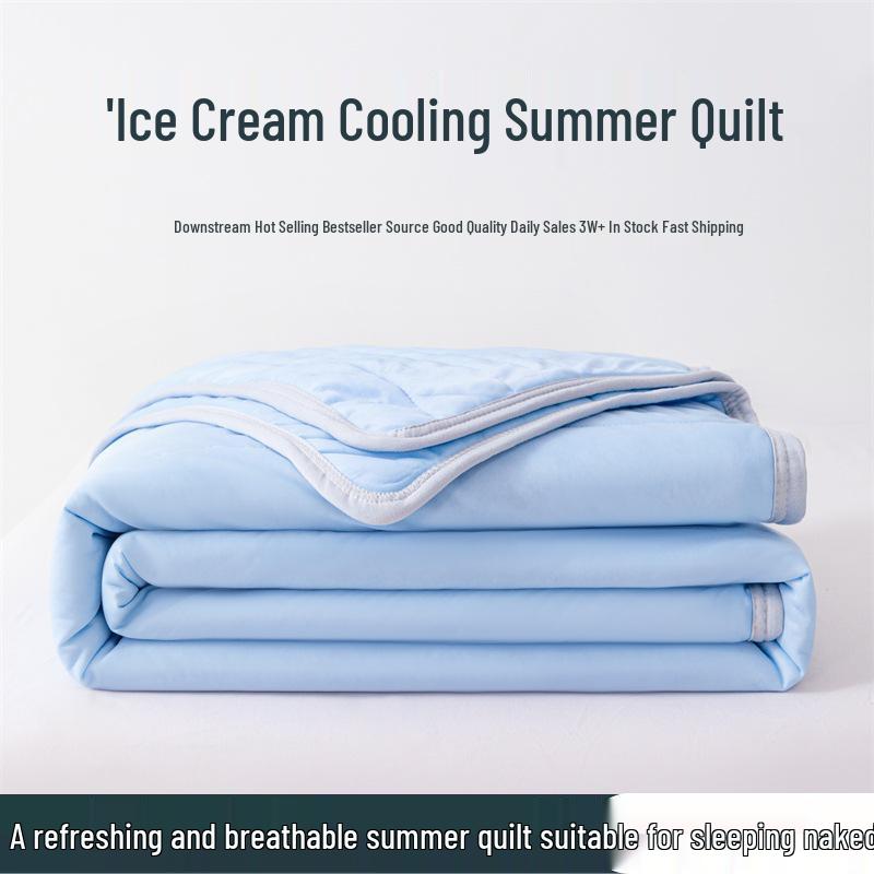 Ice Silk Summer Cooling Quilt: Machine Washable, Single/Double, Air Conditioning Comforter