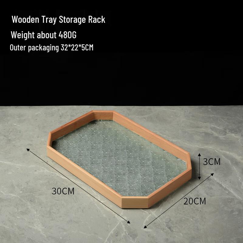 Yangge Begonia Embossed Glass Wooden Tray