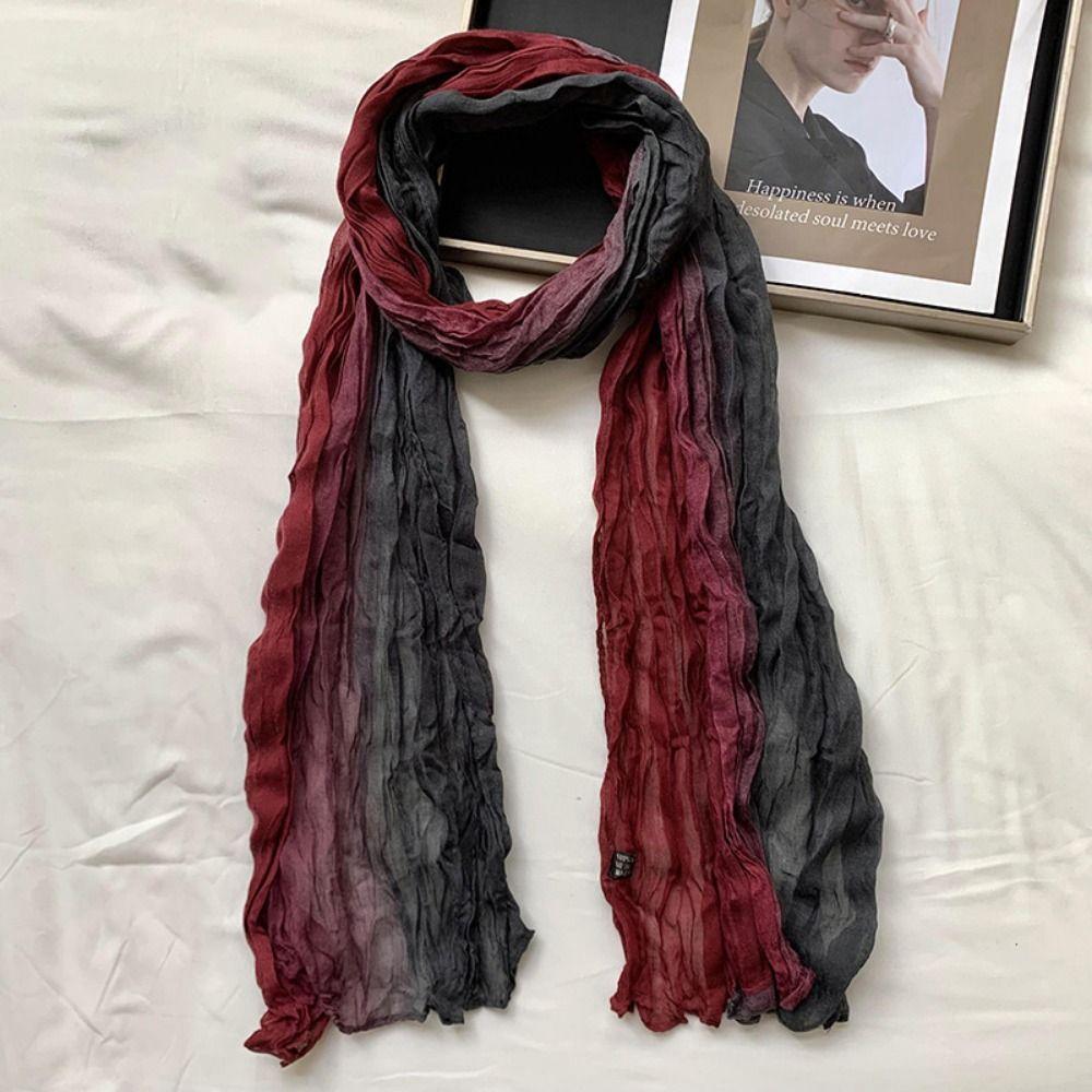 Bohemian Gradient Texture Scarf Warm Long Hijab Scarf Bandana Shawl Wraps  Outdoor Use