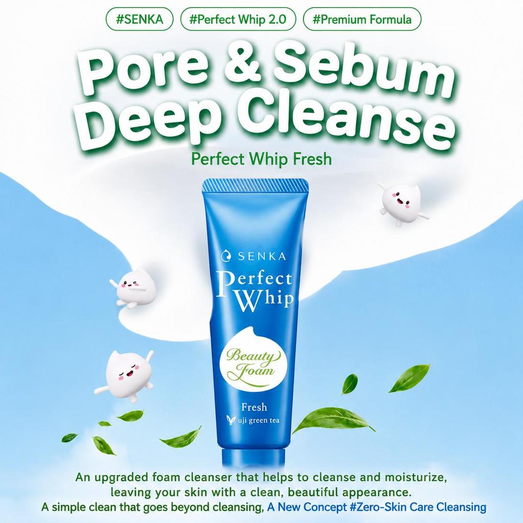 Senka Perfect Whip Beauty Foam Fresh / White / Berry Bright 50g (10 Options)