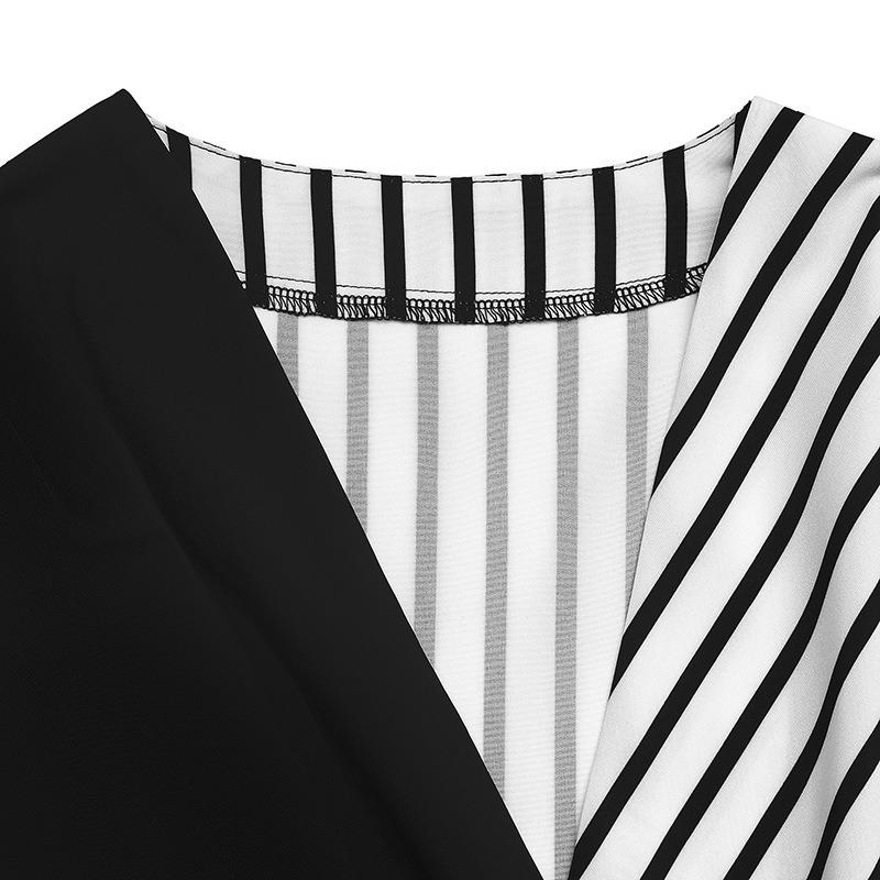 YYFS Blusas y camisas con cuello en V de manga larga con estampado de rayas informales para primavera y otoño para mujer