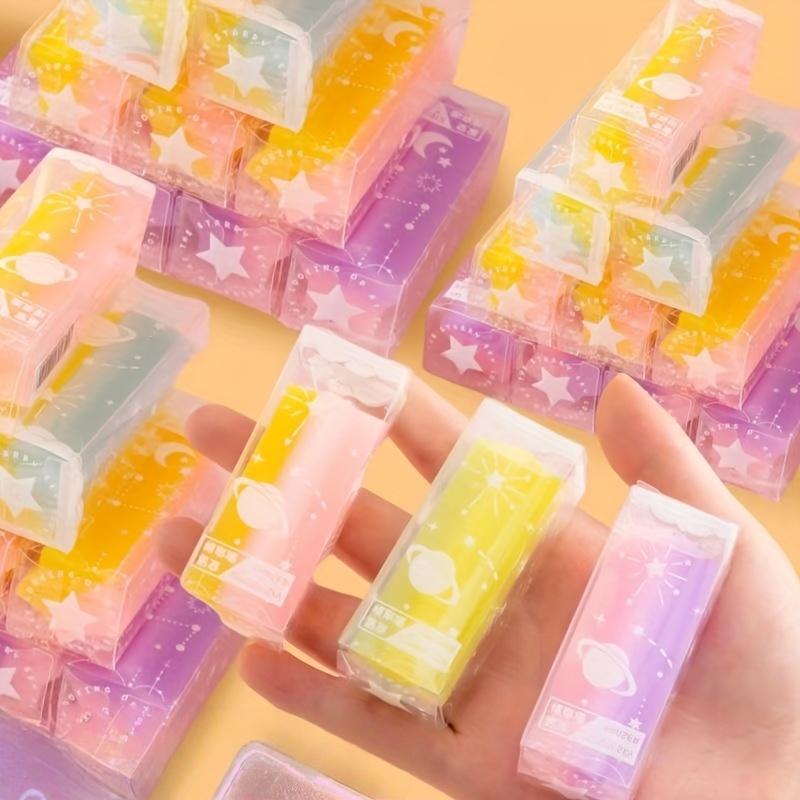 The Latest Starry Five Pointed Star Eraser Gradient Jelly Colored Eraser Creative Gift Eraser Looks Good and Can Be Wiped Clean