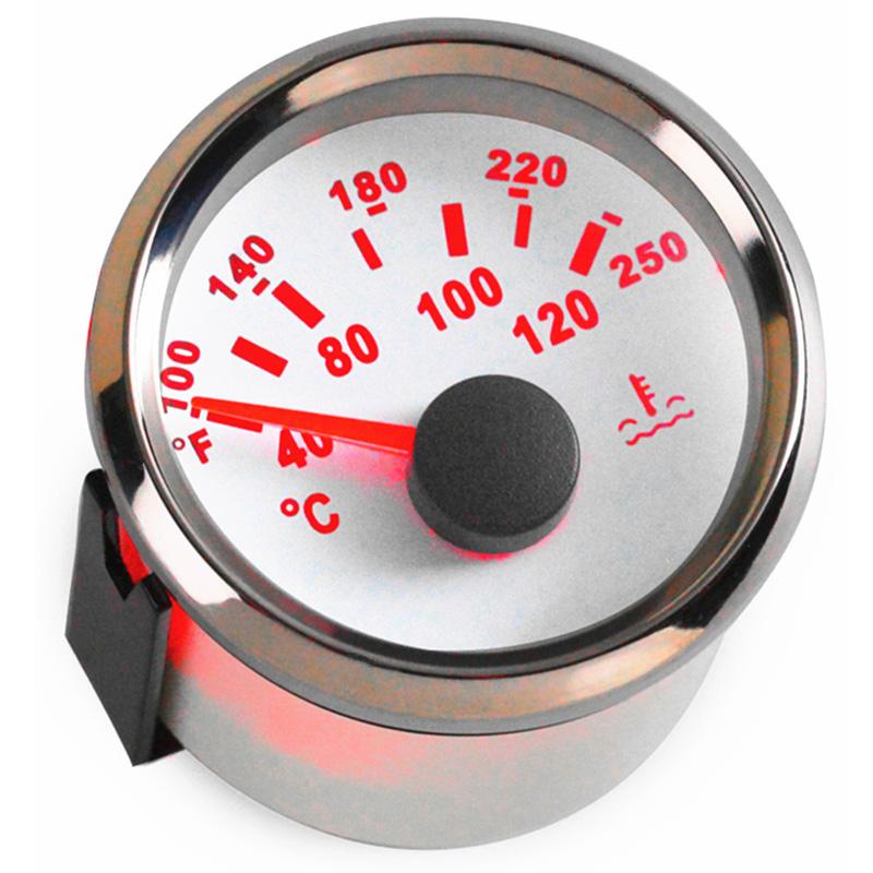 52mm Water Temp Gauges 40-120℃ Water Temperature Meters 287.4-22.4ohm Input Signal M14x1.5 M16x1.5 NPT3/8 Sensors for Car Boat