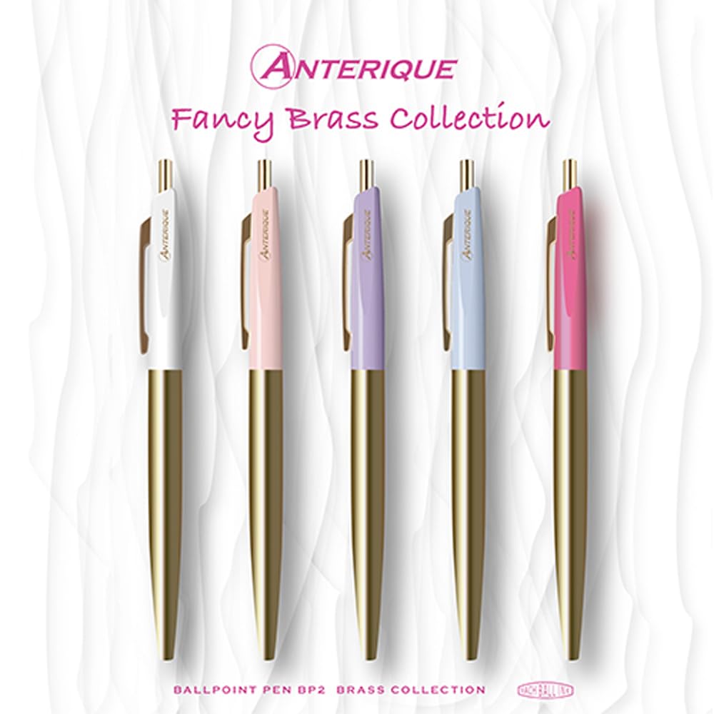 ANTERIC Kugelschreiber Messing Extra Fein Kirschölbasiert, 0,5 mm, Kollektion, Spitze, Rosa, BP2-CP