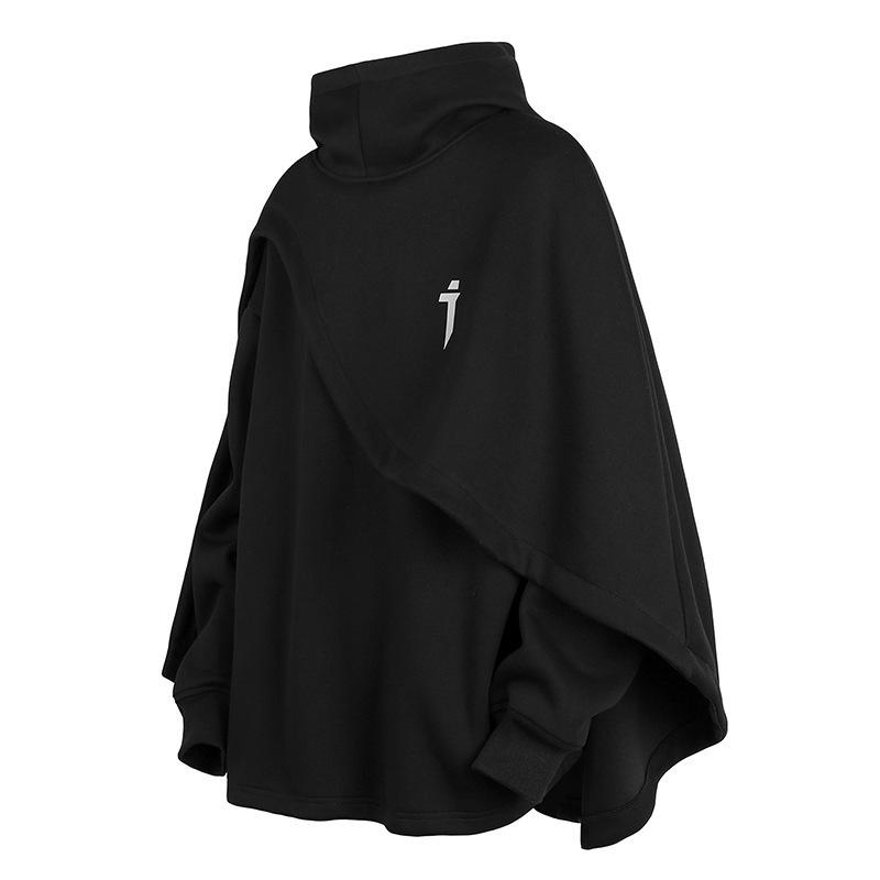 Men's Embroidered Functional Sweatshirt Cape - Spring/Autumn Loose Fit