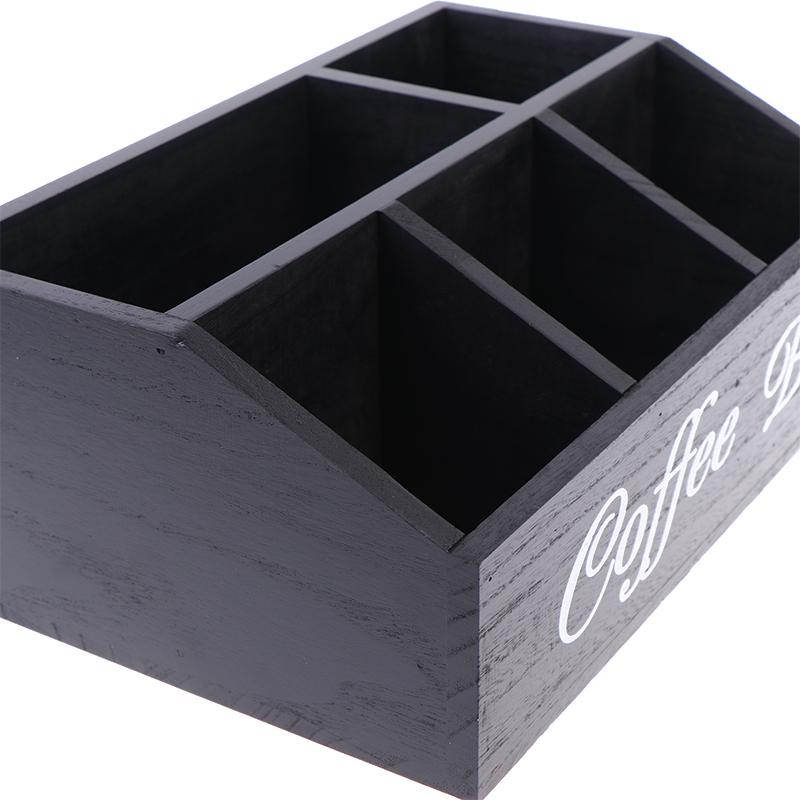Eine Boutique-Kaffeeaufbewahrungsbox | Klassischer mehrzweckiger Holzorganisator für Kaffeezubehör, Regalkörbe