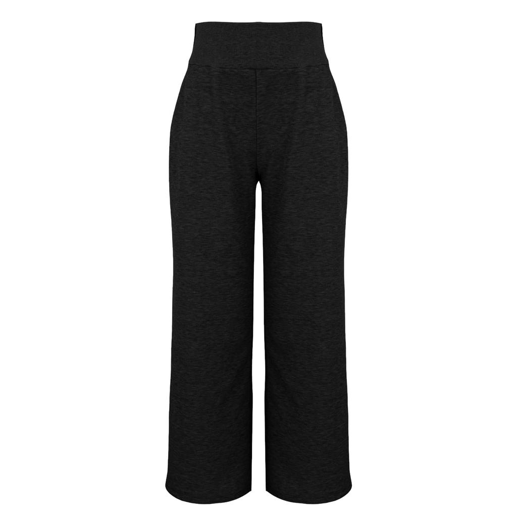 Calças Casuais Esportivas Femininas Soltas Cor Sólida com Bolsos Cintura Elástica