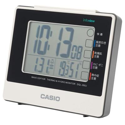 Alarm Table Clock, Radio-Controlled, Clock, White, Digital, Snooze, Light, DQL-260J-7JF