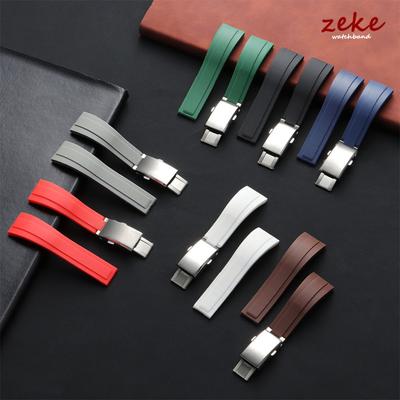 Silicone Watch Strap 20mm for Rolex for Water Ghost Green Waterproof Rubber Watch Band Solid Adjustable Folding Buckle Bracelet