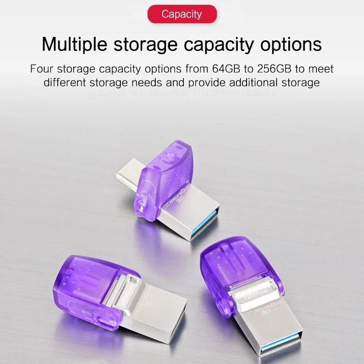 Kingston 128GB OTG Flash-Speicherstick USB 3.2 Typ-C USB-Flash-Laufwerk OTG 64GB 256GB Bis zu 200MB/s USB-A/USB-C DTDUO3CG3 Für PC/iPad/Telefon