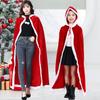 Dress Up Hooded Ponchos Plush Red Xmas Cape Windproof Christmas Cosplay Costume  Party