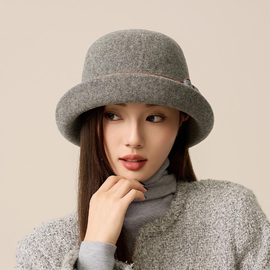 

Осенне-зимняя шерстяная шапка-рыбак, женская шерстяная шапка-тазик серый