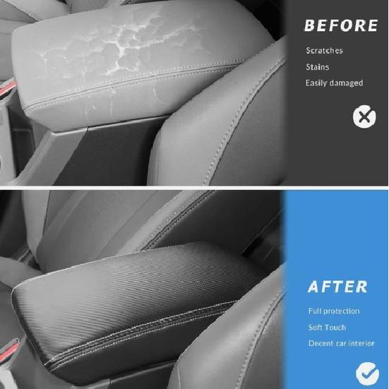 Carbon Fiber Leather Center Console Armrest Cover For Subaru Crosstrek 2024