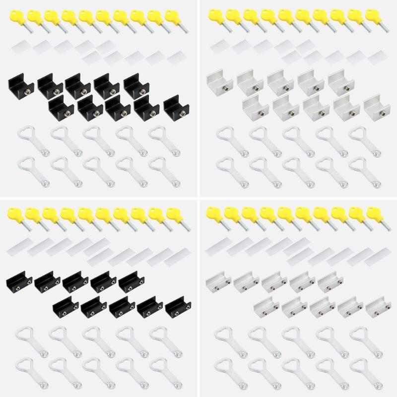 10Pcs Aluminum Alloy Window Stoppers Sliding Window Antitheft lock with Key Sliding Door Frame Restrictor Security Lock