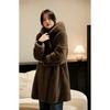 Autumn and Winter New Imitation Mink Fur Coat Women's Hooded Medium and Long Imitation European Mink Fur Coat Light