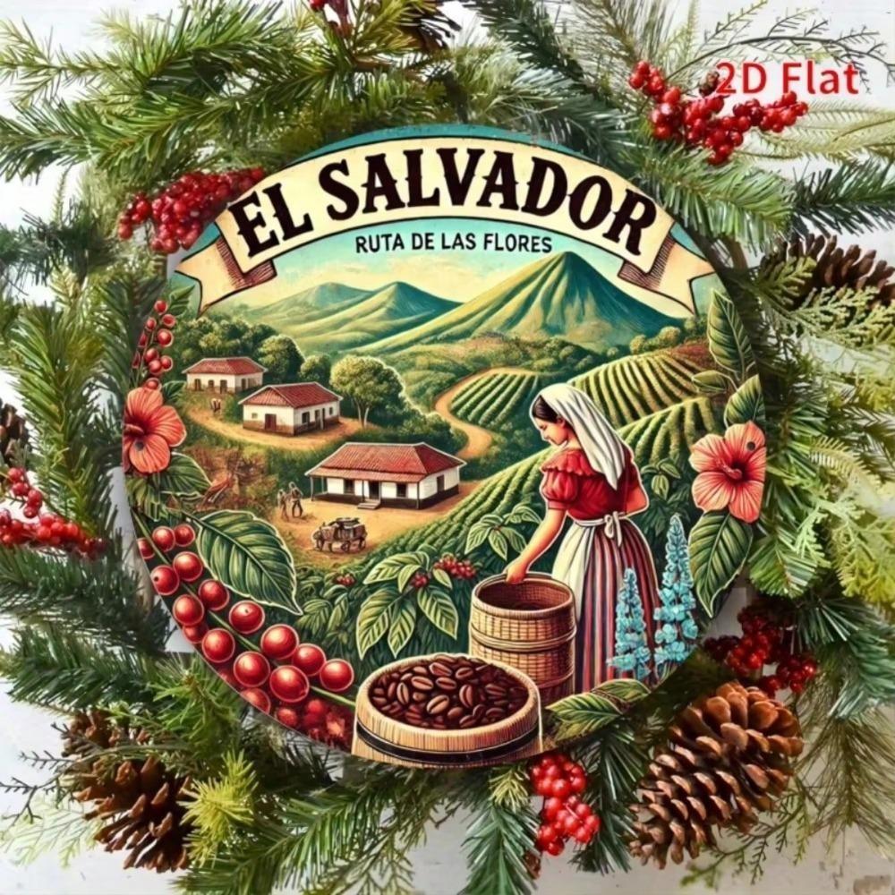 El Salvador Metal Tin Sign Ruta De Las Flores Art Farmhouse Vintage Wall Decor