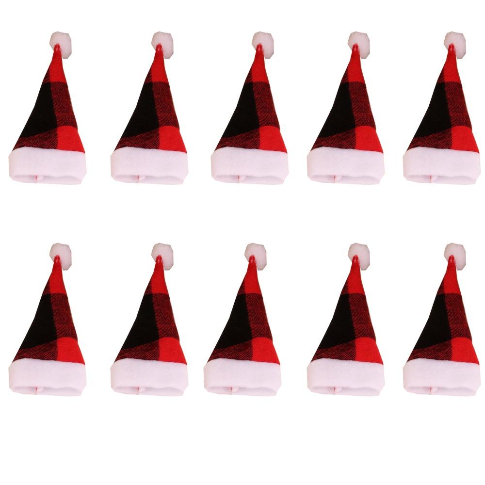 

10 шт. Фланелевый рождественский колпак, чехол для столовых приборов, мультяшный рождественский колпак, сумка для столовых приборов-вилок, дом чёрный