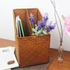 Handmade Seagrass Woven Storage Baskets Office Book Organizer Rattan Artificial Flower Pot Desktop Wicker Makeup Holder