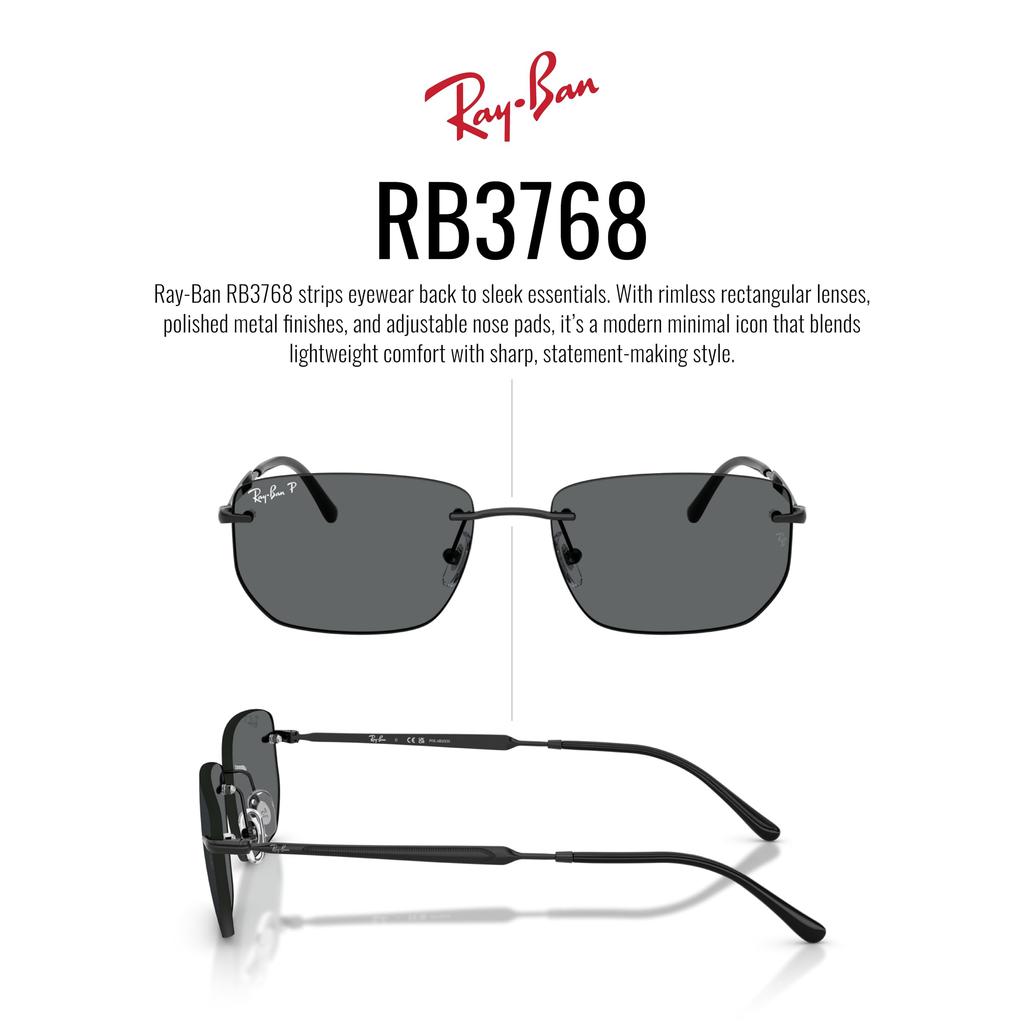 sunglasses 0RB3768 BLACK DARK GREY POLAR 56mm polarized Ray-Ban
