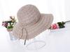 Summer Foldable Cotton Beach Bow Sun Hats For Women Fashion Floppy Elegant Beach Visor Hat Ladies Lace Hollow Straw Hat