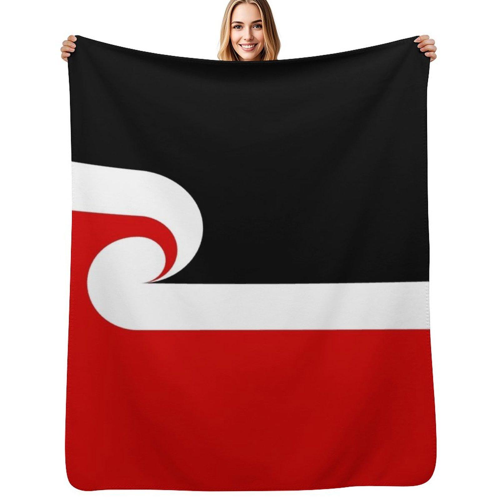 Tino Rangatiratanga Flag Throw Blanket Stylish Warm Blanket for Living Room Bedroom Size: 75*100cm, Weight: 230 GSM