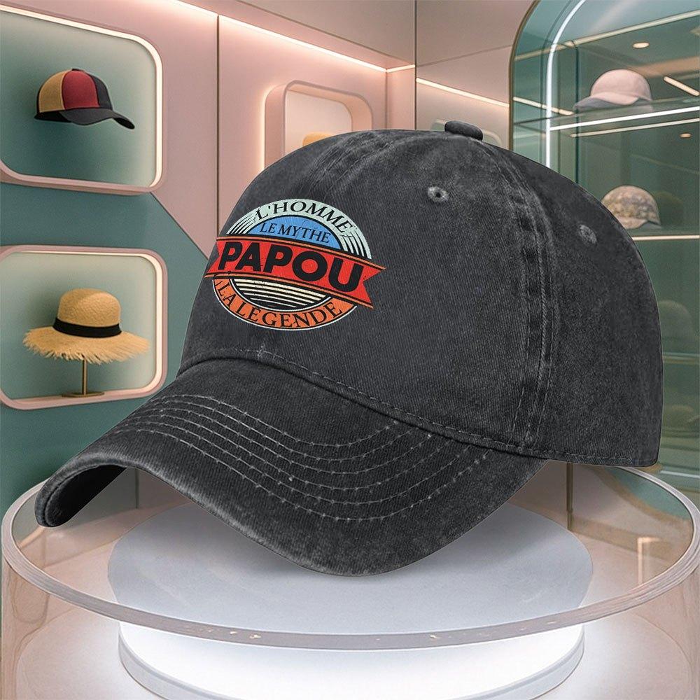 Casquette de Baseball Papou Rétro à Imprimé Lettres Pour Hommes Femmes Visière Courbée Casquette Papa Réglable Langue de Canard Plusieurs Couleurs