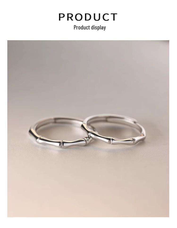 Bamboo Joint Couple Ring: S925 Sterling Silver, Chinese Style, Gift for Men & Women