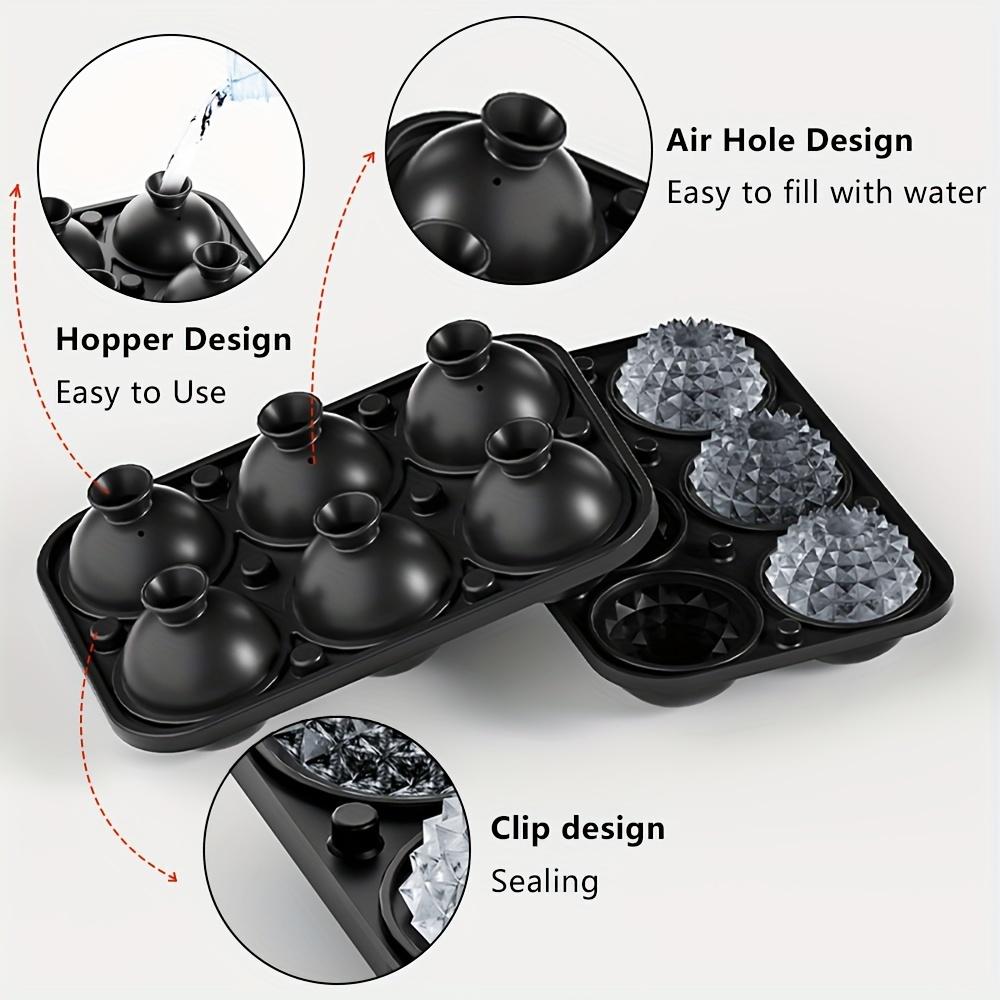 Easy-Release Silicone Ice Cube Tray with Funnel - Stackable Leakproof Design for Whiskey & Drinks - Perfect for Parties & Home