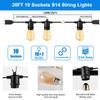 S14 1W Gold Plated E26 LED Garland Festoon String Light 10m 48ft IP45 Rated Dimmable Rechargeable Outdoor Garden Holiday Camping