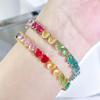 WWJ Modern Style Translucent Rainbow Color Love Heart Shape CZ Zircon Tennis Bracelet Women's Party Jewelry Accessories