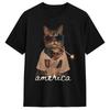 Unisex Retro Funny America Cat Hot Dog Lovers Patriotic US Flag TShirts Cotton Tops Summer Classic ShortSleeve T Shirt ONeck Tee