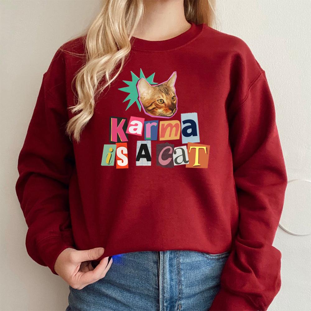 Unisex Süßes Karma Is A Cat Sweatshirt Meet Me At Midnight Hoodie Neues Album Midnight Inspirierter Pullover Karma Sweatshrits Katzenmama Geschenk