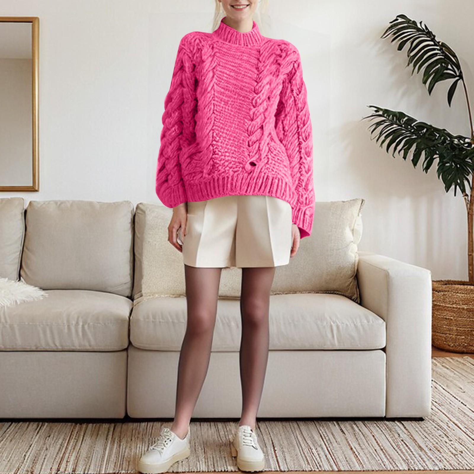 

Женский осенне-зимний однотонный свободный свитер с круглым вырезом и расклешенными рукавами S